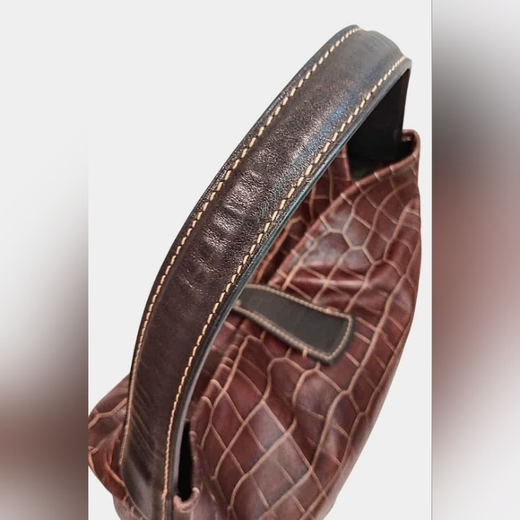 Dooney & Bourke Croco Embossed Lock Sac Hobo Bag W/ Pouch & Keychain - Picture 7 of 16